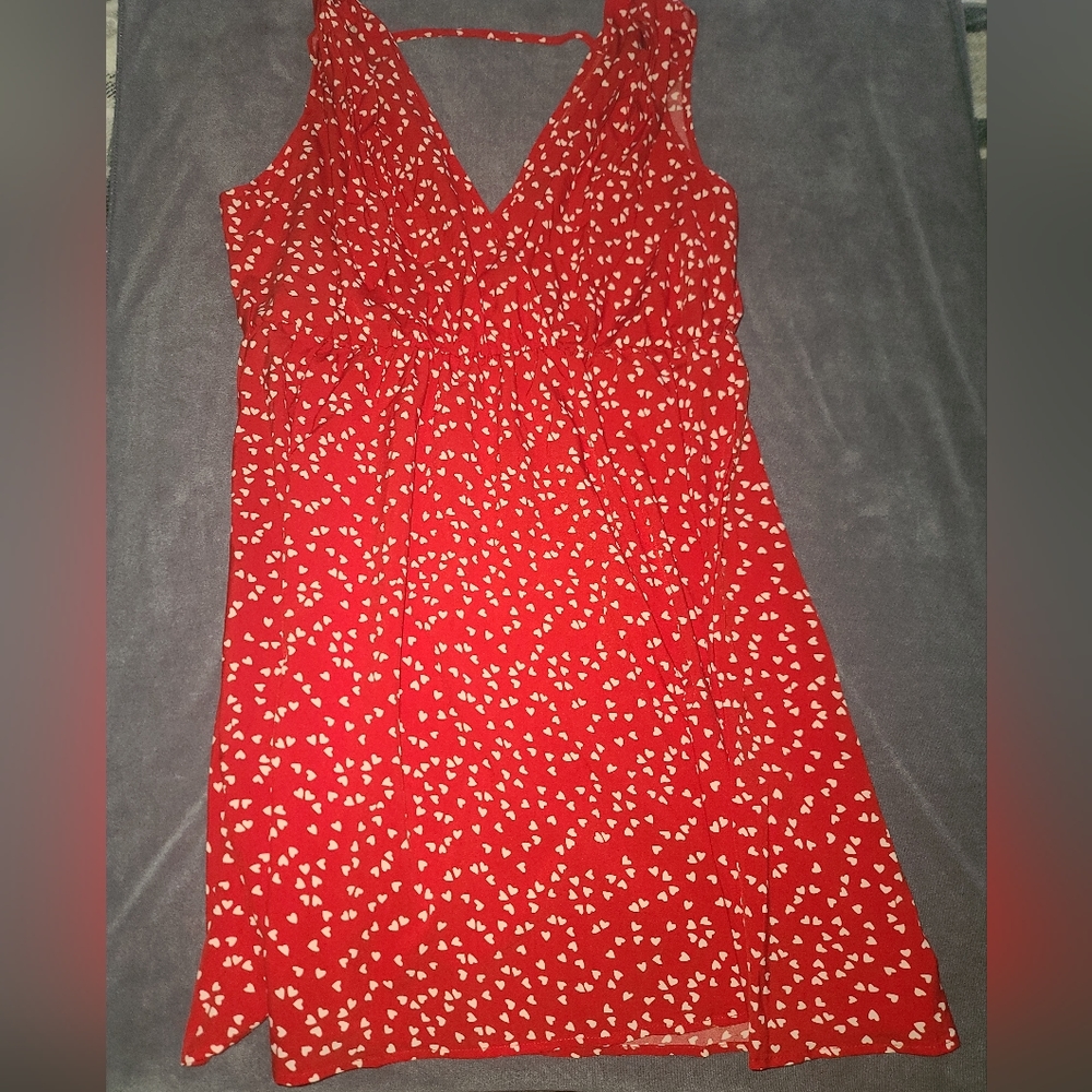 Red dress with white hearts